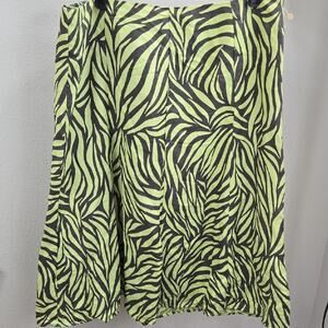 Sherry Taylor Green and Black Zebra Print Skirt Size 14